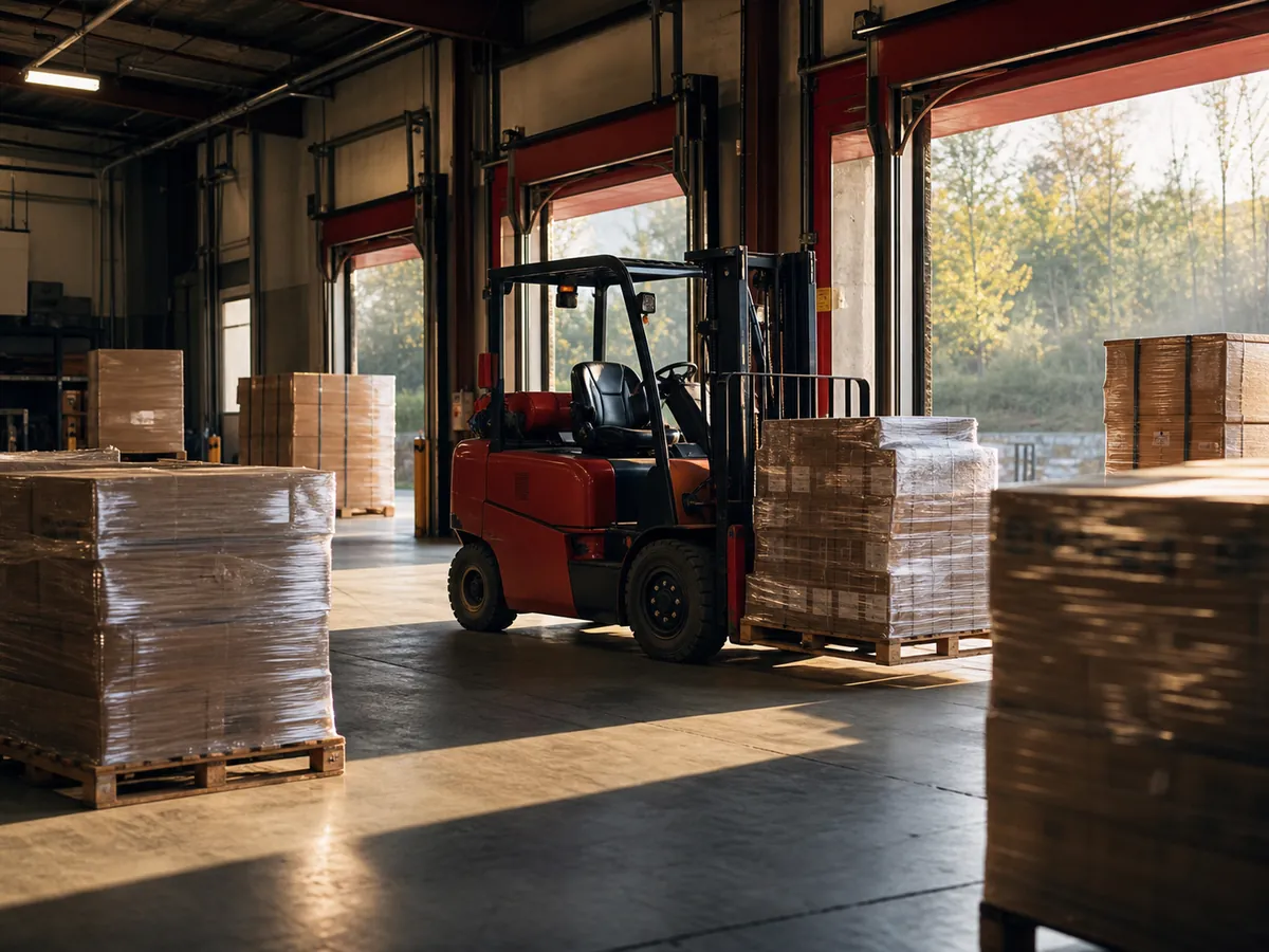 Racked pallets and order picking on an active fulfillment floor